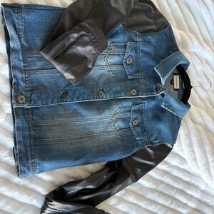 Blue Jeans Jacket with black sleeves
